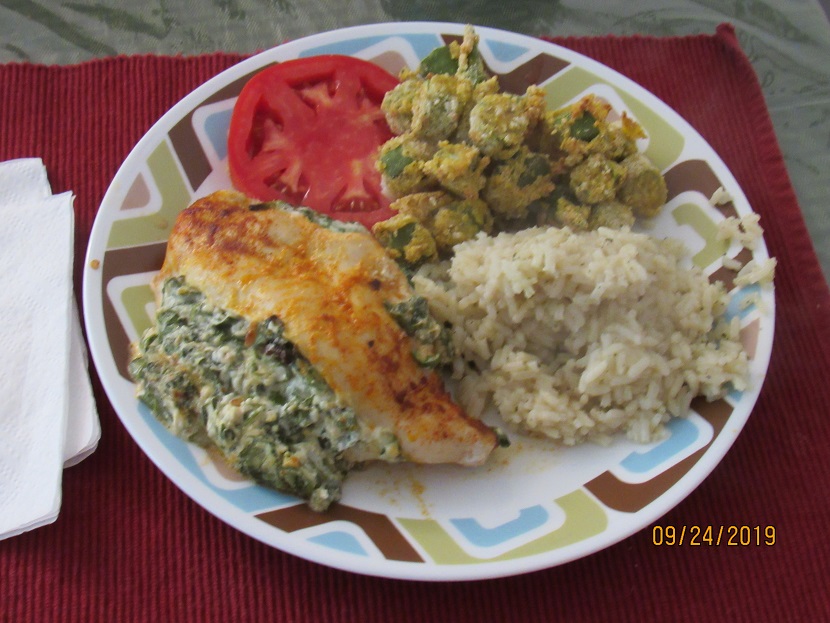 Stuffed chicken breast and okra.JPG