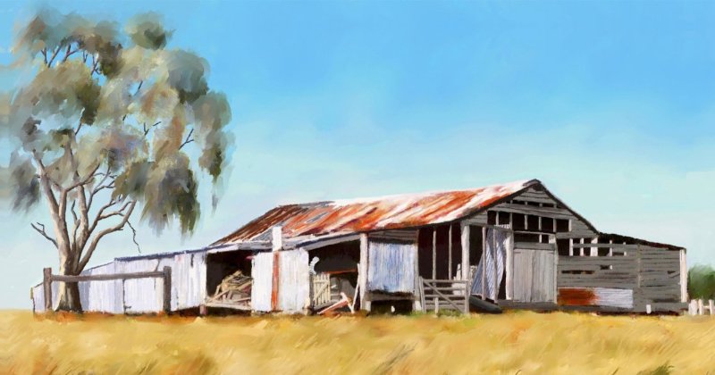 POW: Beautiful Old Farmhouse Painting from ink&paper
